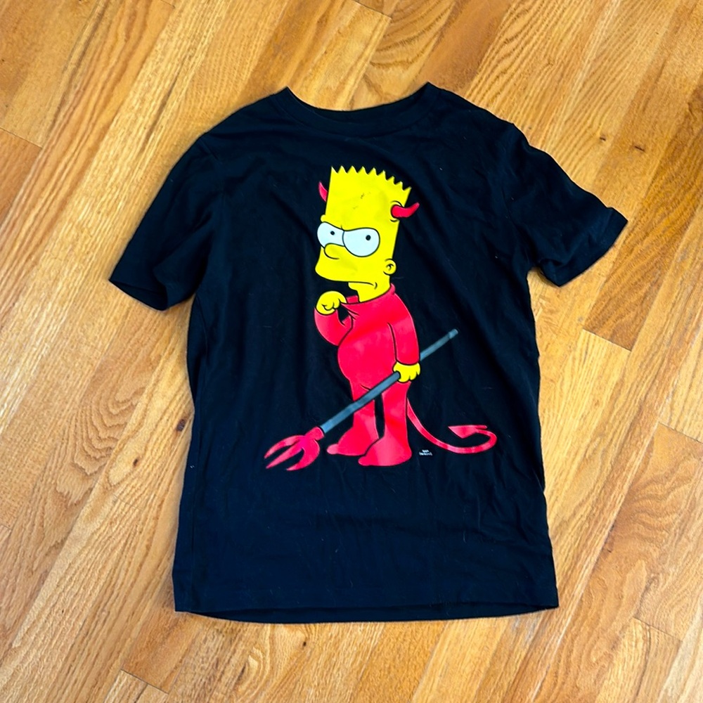 Bart Simpson Graphic Tee Shirt (Bart as a Devil, Black, Size L)